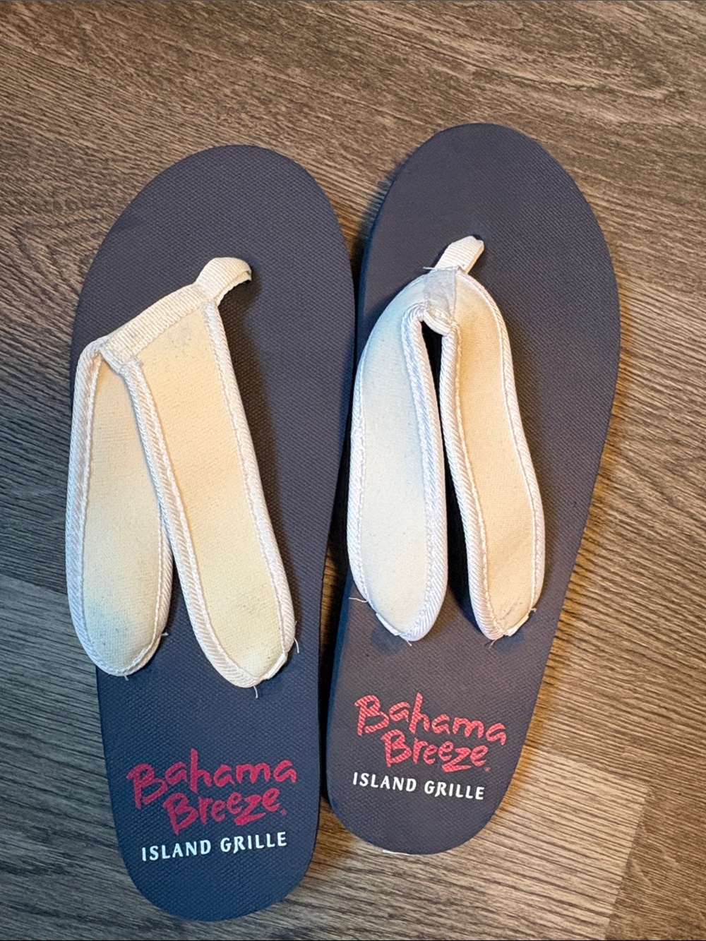 Bahama Breeze Island Grille Flip Flops - Navy with Cream Straps